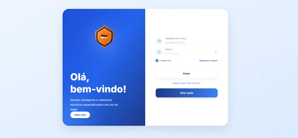 Interface do projeto Arca Safe